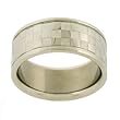 Stainless Steel Ring 316L Checker Design Flat Band Polish Satin Finish 9mm Width by Bucasi