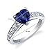 Dazzling Love 1.75 Carats Created Blue Sapphire Ring in Sterling Silver Rhodium Nickel Finish Sizes 5 to 9