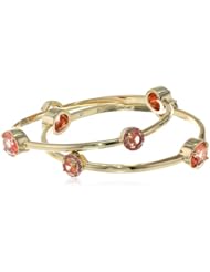 Betsey Johnson "Pink & Gold Boost" Crystal Gem Bangle Bracelet Set, 8"