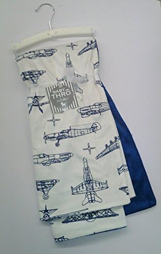 Baby Boy Blankets Microplush With Blueprint Vintage Planes On Antique White