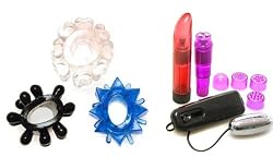 Black and Blue Silicone Male Cock Ring Adult Sex Toy Kit