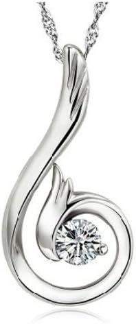 Platinum-plated "Legend of Phoenix" Crystal Studded Pendant with 18" Platinum-plated Fashion Necklace (XM-N345)