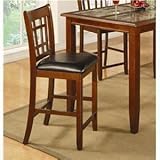 Set of 2 24"H Counter Height Stools Lattice Back in Cherry Finish