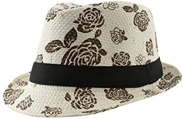 U1TO Unisex Hipster Hip-Hop Floral Print Woven Fashion WHITE Fedora LARGE
