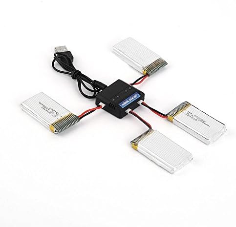 3.7V 1200mAh Lipo Battery 25C ( 4PCS ) + 4 in 1 Batteries Charger for SYMA X5SW X5SC CX-30W RC Quadcopter Drone Replacement