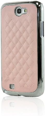 LiViTech(TM) C Design PU Leather Silver Chrome Bling Snap on Hard Case for Samsung Galaxy Note 2 N7100 (122) (Pink)