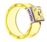 Lemon Resin Band with Sterling Silver Bezel and a Lemon Colored Princess-Cut Swarovski Crystal