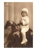IMAGE OF Infant on Rocking Horse Stretched Canvas Poster Print, 12x16