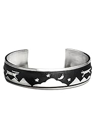 Sterling Silver Night/Day Western Range and Wilderness Bracelet. Made in USA.