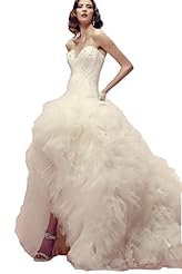 Strapless Lace-Up Organza Mermaid Wedding Dress 