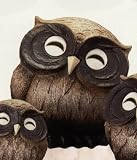 炭天 信楽焼 ほほえみ首かしげ ふくろう 茶 (9号)