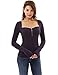 PattyBoutik Women's Square Neck Zip Front Empire Waist Blouse