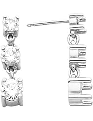 14K White Gold Three-Stone Diamond Earrings - 1.00 Ct. Total Weight -- LIFETIME WARRANTY