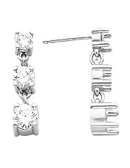 14K White Gold Three-Stone Diamond Earrings - 2.00 Ct. Total Weight -- LIFETIME WARRANTY