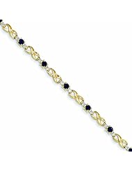 1.8 Carat 14K Gold Diamond and Sapphire Round Bracelet