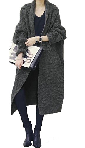 i-select エレガンス フェミニン 秋冬 レディース ショールカラー ウール ニット ロング コート グレー S M L
