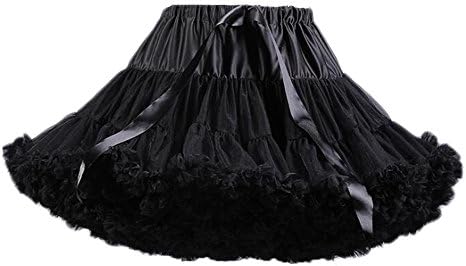 SoAyle Women's Ballet Skirt Solid Color Party Dance Tutu Pettiskirts (black)
