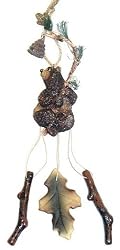 10" Kenai Brown Bear Grasping A Branch Wind Chime Christmas Ornament