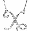 14k White Gold Fancy Initial X Diamond Necklace