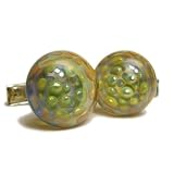 Water Lily in Blue Handmade Lampwork Glass Cufflinks