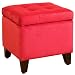 Newman Square Red Microfiber Storage Ottoman