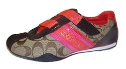 Coach Jenney 12CM Signature Khaki Ruby Pink Sneakers Shoes A1624 KRP 6.5