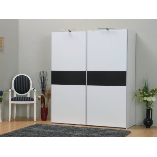 PEGASUS Kleiderschrank Schwebetürenschrank Schlafzimmerschrank Schrank schwarz weiß