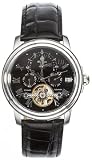 Burgmeister Trafalgar BM128-122 Herren Automatik Uhr Leder schwarz Tag/Datum/Monat/2. Zeitzone offene Unruh