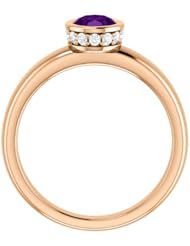 18K Rose Gold 7.00x5.00mm Oval Cut Amethyst and Diamond Ring -- LIFETIME WARRANTY