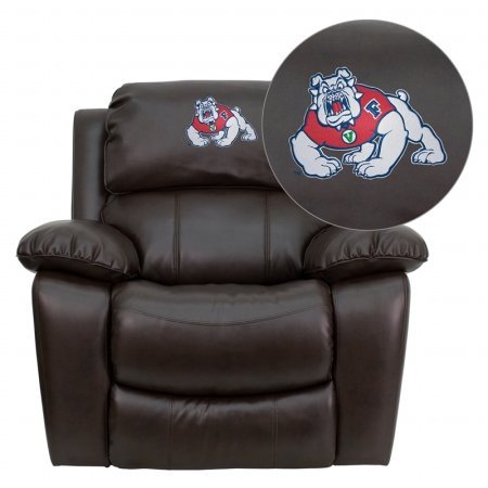 Flash Furniture MEN-DA3439-91-BRN-40012-EMB-GG Fresno State University Bulldogs Embroidered Brown Leather Rocker Recliner