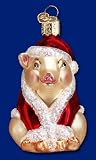 CHRISTMAS HAM Pig in Santa Outfit Ornament Old World