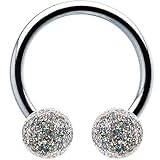 Silver Ultra Glitter Horseshoe Circular Barbell