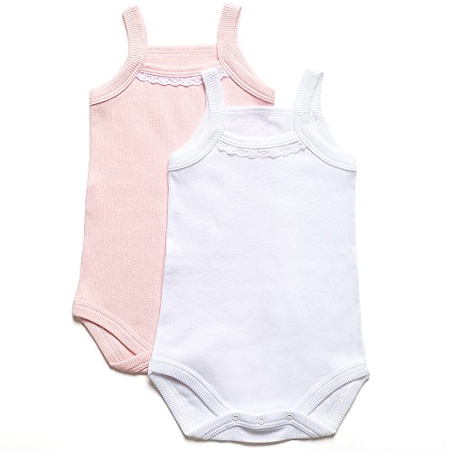 Amoureux Bebe Super Soft Ribbed Turkish 100% Cotton Pink/white Baby Camisole Onesies.