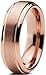 Tungsten Wedding Band Ring 6mm for Men Women Comfort Fit 18K Rose Gold Plated Beveled Edge Brushed Polished Lifetime Guarantee