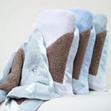 Chenille Duo Baby Blanket in Blue Mocha by Little Giraffe