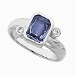 14K White Gold Iolite and Diamond Ring