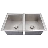 Ticor Undermount 16-gauge Stainless Steel Double Bowl Square Kitchen Sink