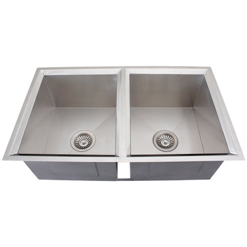 Ticor Undermount 16-gauge Stainless Steel Double Bowl Square Kitchen Sink