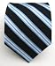 100% Silk Woven Black and Light Blue Striped Tie