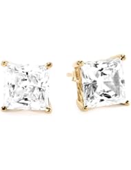 Myia Passiello "Timeless" Swarovski Zirconia 3 Carat Each Princess Cut Gold Clad Stud Earrings