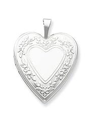 Sterling Silver 20mm Floral Border Heart Locket