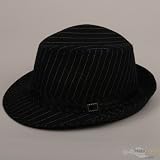 Pinstripe Fedora Hats-BlackWhite