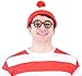 Where's Waldo Shirt Hat and Glasses Deluxe Halloween Costume Cosplay