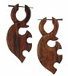 HALMAHERA - Organic Hand Carved Sono Wood Earrings with Wood Post - From Indonesia - Sold as a Pair - 27mm x61mm