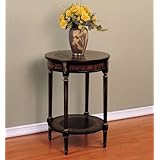 Antique Black with Gold Detail Round Accent Table