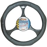 STEERING WHEEL COVER - BLACK LEATHER RACING