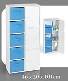 KINDERMÖBEL Regal Schrank Kommode WEISS m. BLAU MDF