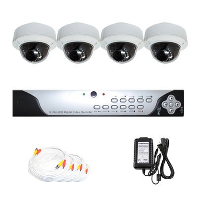 Professional 4 Channel CCTV DVR (500GB Hard Drive) Surveillance System Package with (4) x 1/3