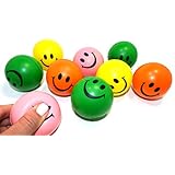 Dazzling Toys Neon Smile Face Relaxable Squeeze Balls (1 Dz) Assorted Colors
