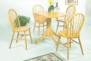 Dining Furniture Set With Drop Leaf Table And 4 Oak Stain Chairs